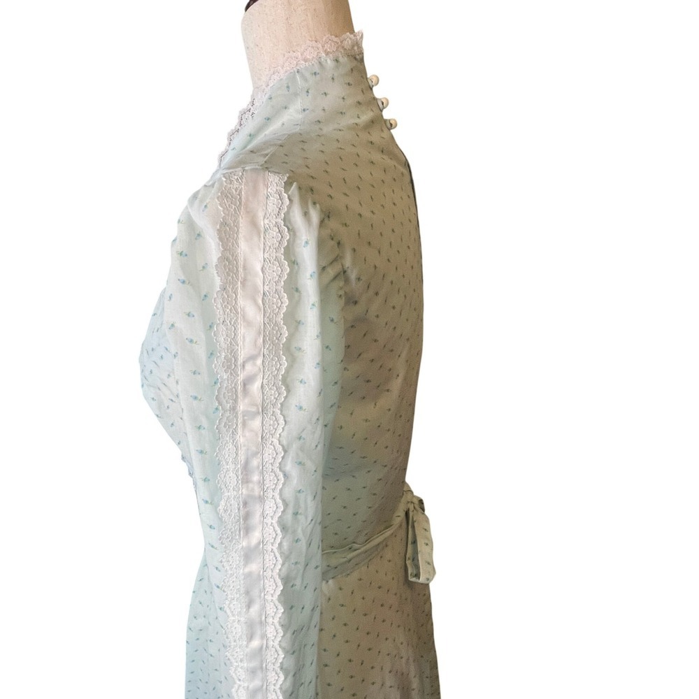 VTG Prairie Dress Small Lace up Corset Floral Midi 70s Gunne Sax Style Handmade - Picture 4 of 16